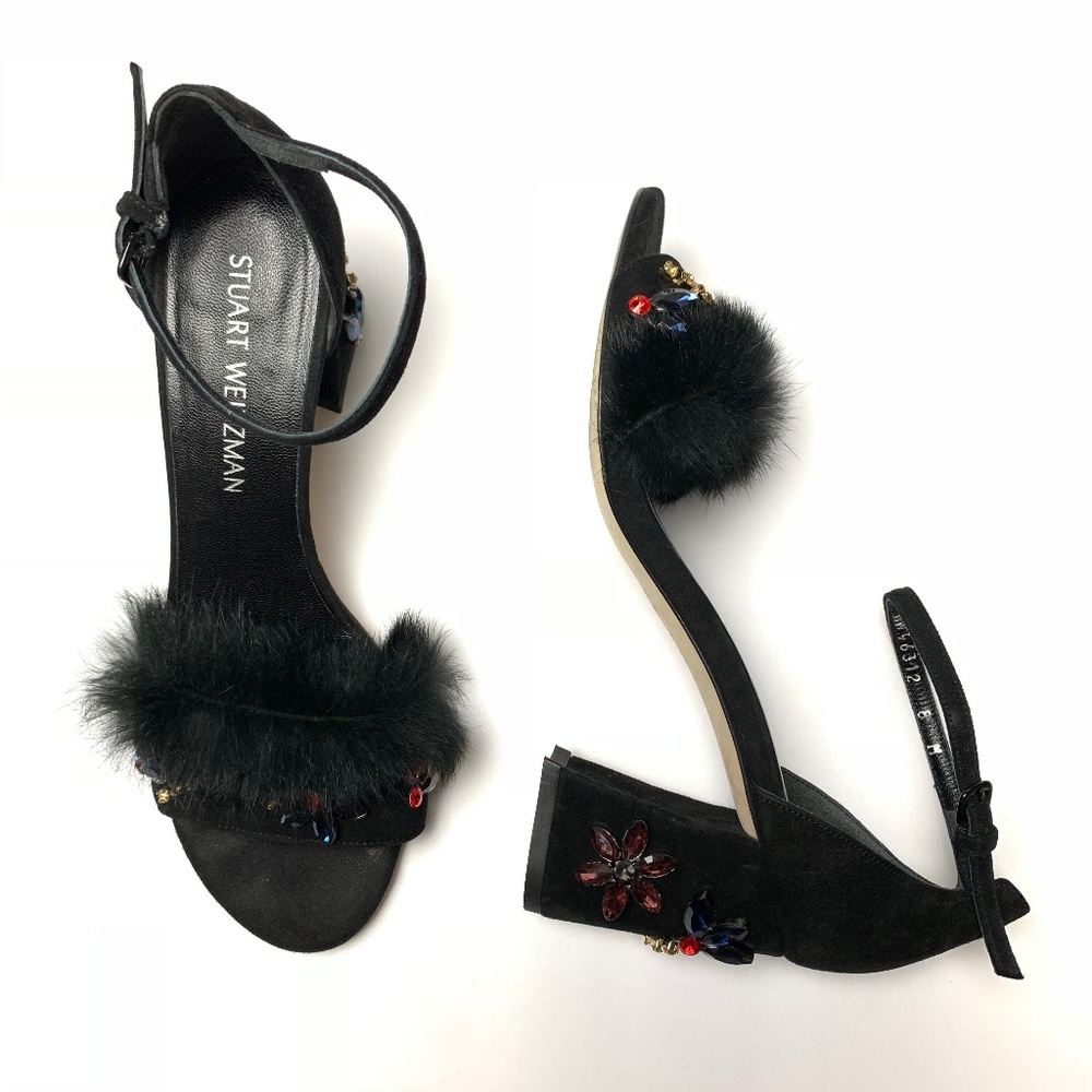 Stuart Weitzman The Jewel Sandal Black Heel - Picture 4 of 8